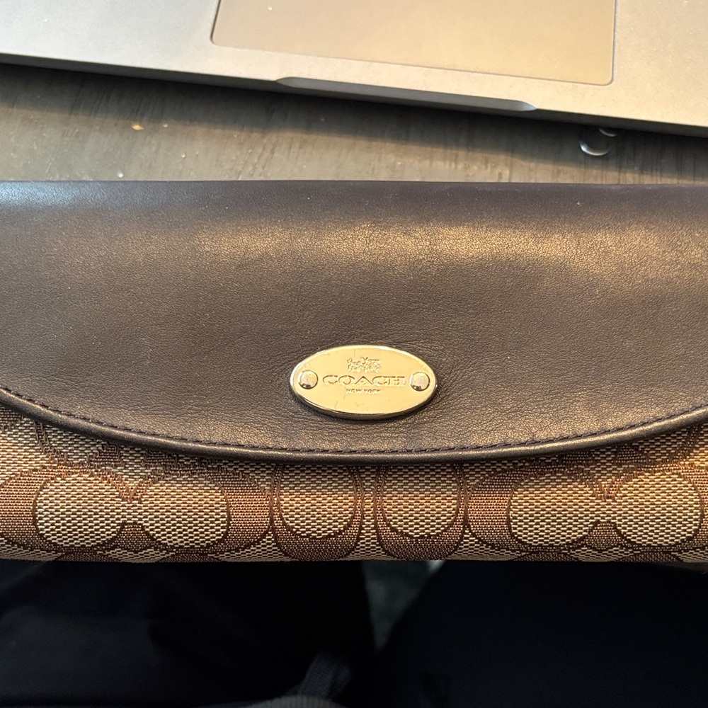Coach Brown and Black Signature Clutch